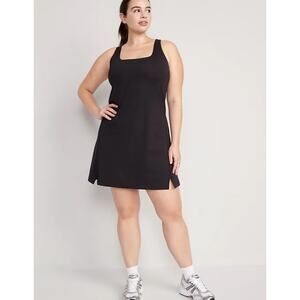 Old Navy PowerSoft Square-Neck Ruched Slit Mini Athletic Dress Women's Sz‎ M